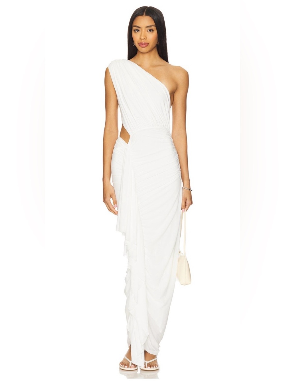 Ronny Kobo Collection White One-Shoulder Maxi Dress (Revolve)